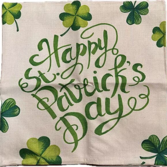 St. Patty’s Day 18x18 Pillow Covers – Green Plaid, Shamrock, Gnome – Set of 4 - Picture 6 of 10